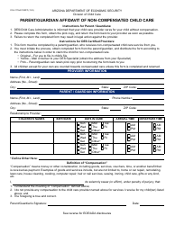 Document preview: Form CCA-1176A Parent/Guardian Affidavit of Non-compensated Child Care - Arizona