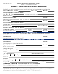 Document preview: Form DDD-0308A Individual Emergency Information - Residential - Arizona