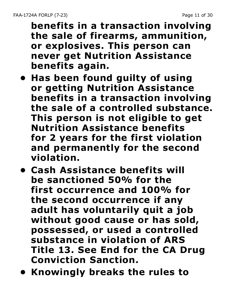 Form FAA-1724A-LP Application Signature Pages - Large Print - Arizona, Page 11