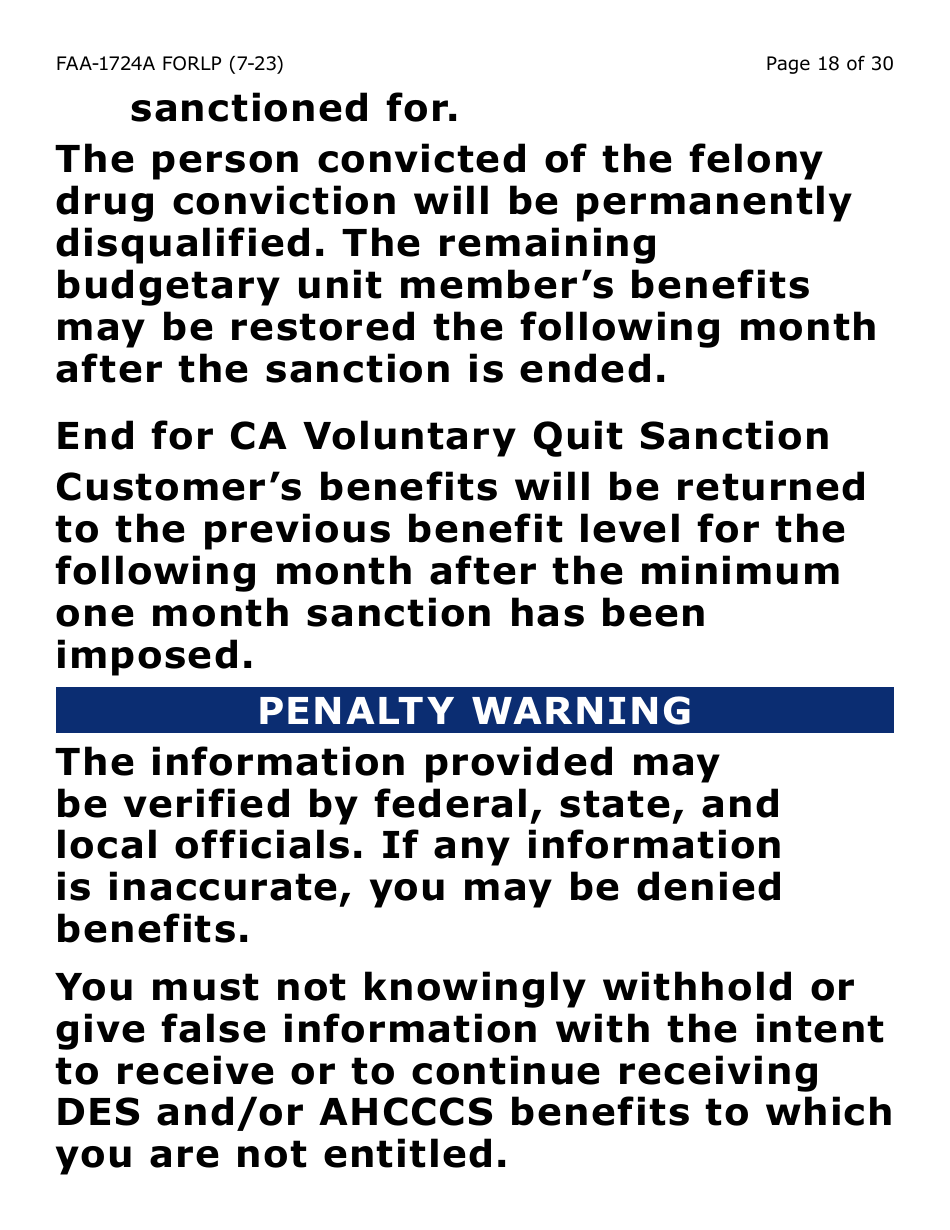 Form FAA-1724A-LP Application Signature Pages - Large Print - Arizona, Page 18