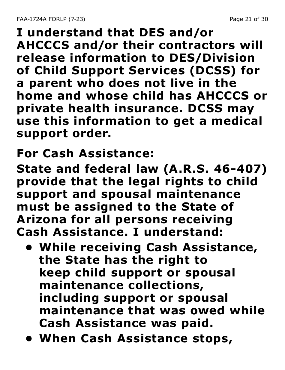 Form FAA-1724A-LP Application Signature Pages - Large Print - Arizona, Page 21