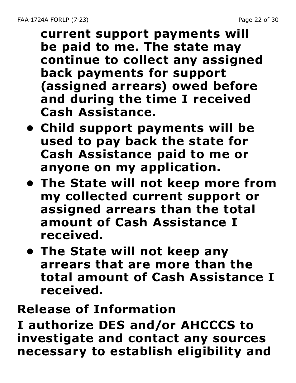 Form FAA-1724A-LP Application Signature Pages - Large Print - Arizona, Page 22