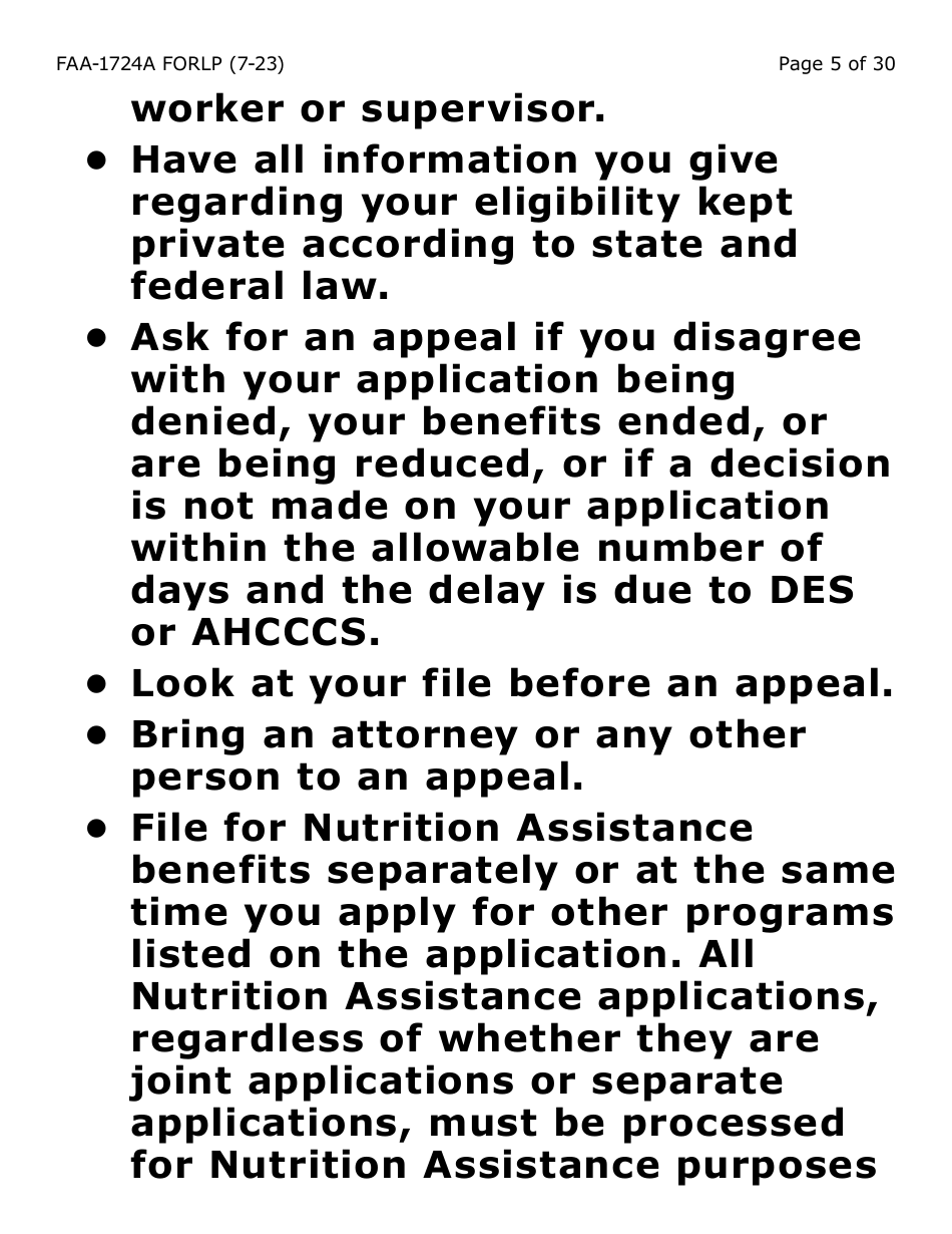 Form FAA-1724A-LP Application Signature Pages - Large Print - Arizona, Page 5