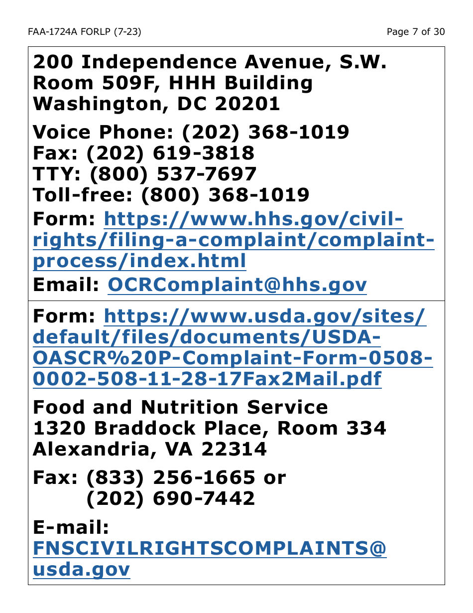 Form FAA-1724A-LP Application Signature Pages - Large Print - Arizona, Page 7