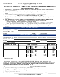Document preview: Form CCA-1176A-S Declaracion Jurada Del Padre O Tutor Por Cuidado De Ninos No Remunerado - Arizona