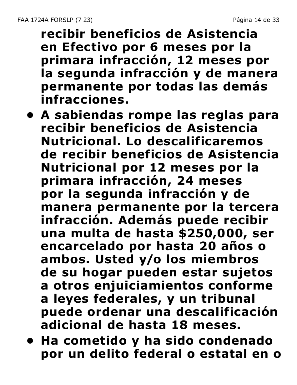Formulario FAA-1724A-SLP Paginas De Firma De La Solicitud (Letra Grande) - Arizona (Spanish), Page 14