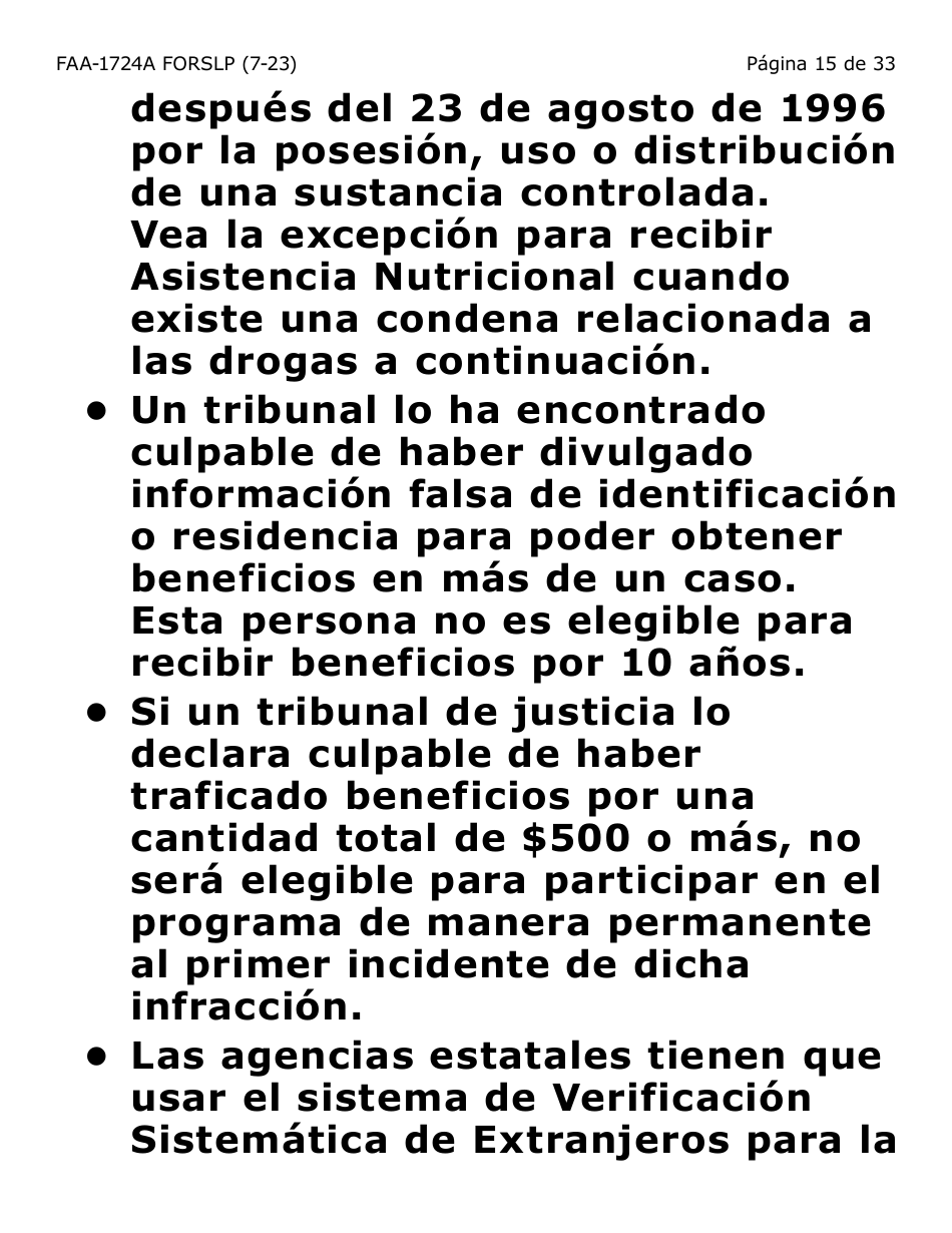 Formulario FAA-1724A-SLP Paginas De Firma De La Solicitud (Letra Grande) - Arizona (Spanish), Page 15
