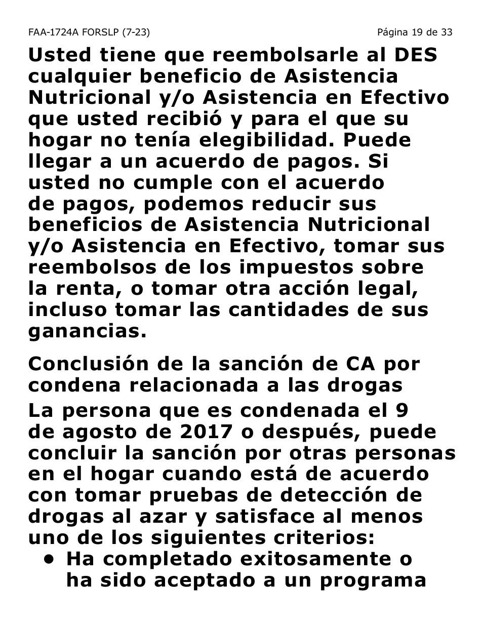 Formulario FAA-1724A-SLP Paginas De Firma De La Solicitud (Letra Grande) - Arizona (Spanish), Page 19