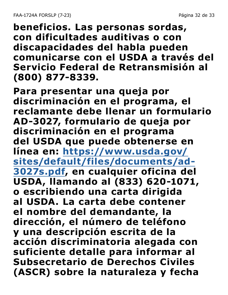 Formulario FAA-1724A-SLP Paginas De Firma De La Solicitud (Letra Grande) - Arizona (Spanish), Page 32