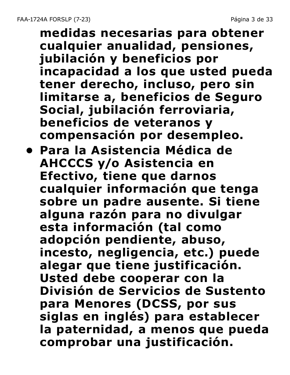 Formulario FAA-1724A-SLP Paginas De Firma De La Solicitud (Letra Grande) - Arizona (Spanish), Page 3