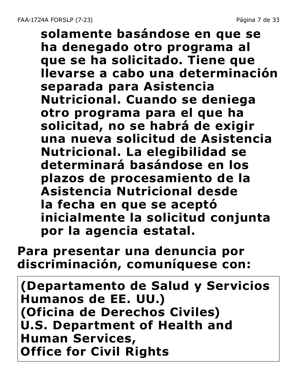 Formulario FAA-1724A-SLP Paginas De Firma De La Solicitud (Letra Grande) - Arizona (Spanish), Page 7