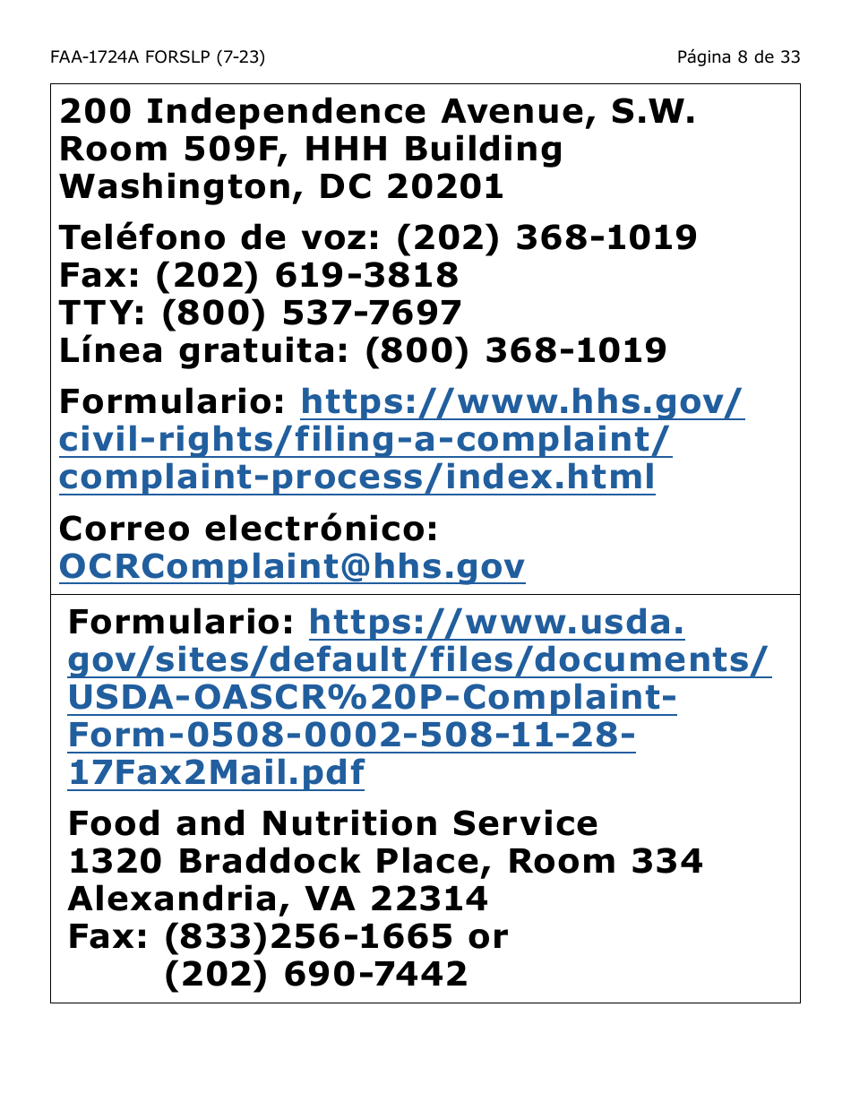 Formulario FAA-1724A-SLP Paginas De Firma De La Solicitud (Letra Grande) - Arizona (Spanish), Page 8