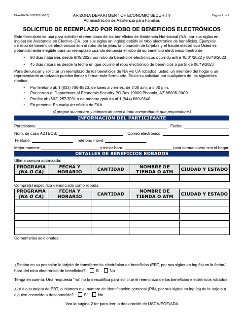 Formulario FAA-1847A-S  Printable Pdf