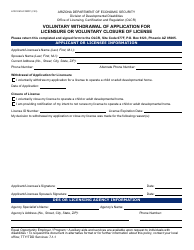 Document preview: Form LCR-1041A Voluntary Withdrawal of Application for Licensure or Voluntary Closure of License - Arizona