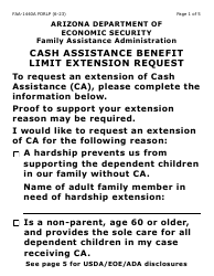 Document preview: Form FAA-1440A-LP Cash Assistance Benefit Limit Extension Request - Large Print - Arizona
