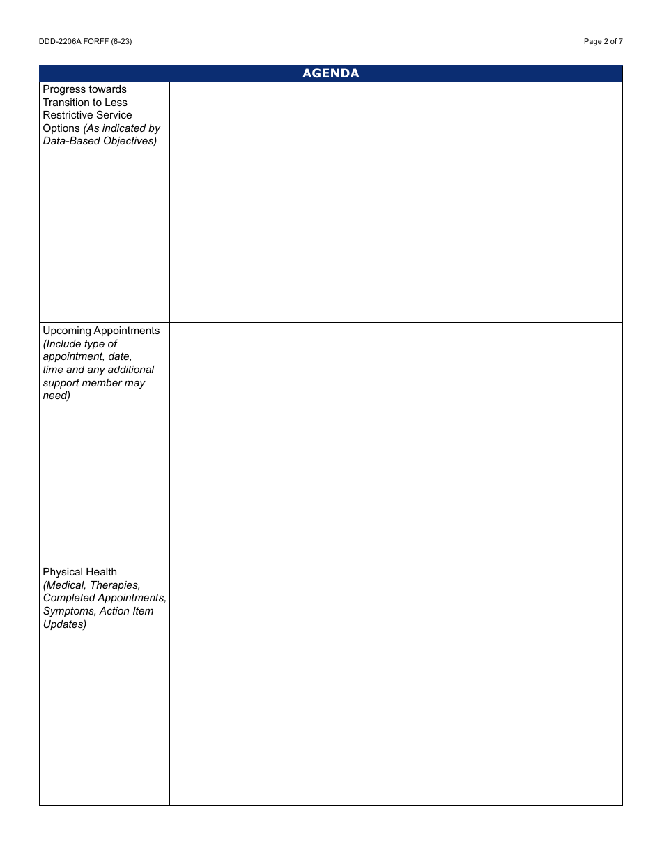 Form DDD-2206A Enhanced Behavioral Group Home Oversight Meeting Agenda - Arizona, Page 2