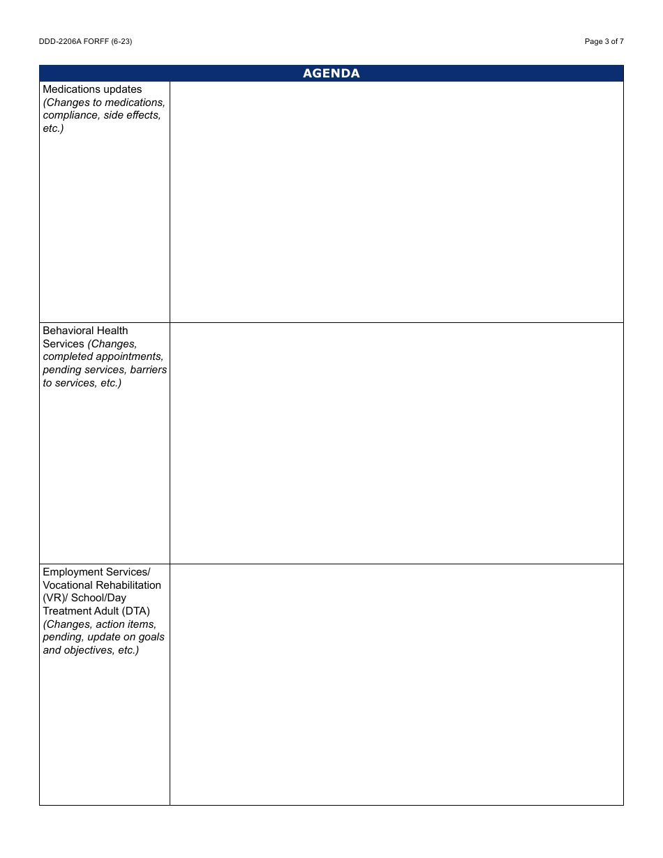 Form DDD-2206A Enhanced Behavioral Group Home Oversight Meeting Agenda - Arizona, Page 3