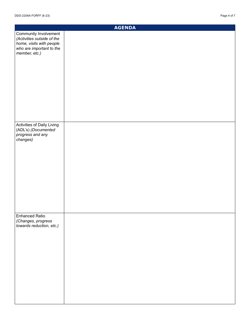 Form DDD-2206A Enhanced Behavioral Group Home Oversight Meeting Agenda - Arizona, Page 4