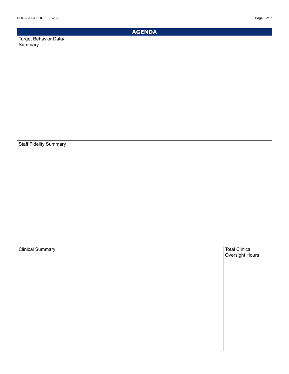 Form DDD-2206A Enhanced Behavioral Group Home Oversight Meeting Agenda - Arizona, Page 6