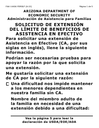 Document preview: Formulario FAA-1440A-SLP Solicitud De Extension Del Limite De Beneficios De Asistencia En Efectivo - Arizona (Spanish)