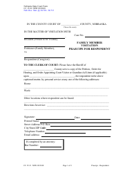 Document preview: Form CC15:21 Family Member Visitation Praecipe for Respondent - Nebraska