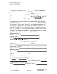 Document preview: Form CC3:19 Motion and Affidavit for Default Judgment - Nebraska
