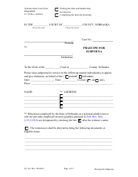 Document preview: Form CC4:6 Praecipe for Subpoena - Nebraska