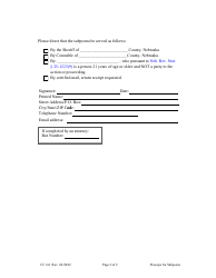 Form CC4:6 Praecipe for Subpoena - Nebraska, Page 2