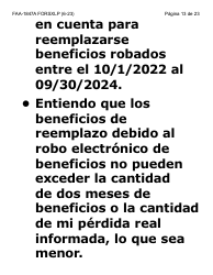 Formulario FAA-1847A-SXLP Solicitud De Reemplazo Por Robo De Beneficios Electronicos (Letra Extra Grande) - Arizona (Spanish), Page 13