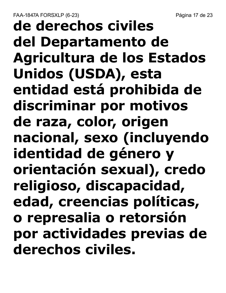 Formulario FAA-1847A-SXLP Solicitud De Reemplazo Por Robo De Beneficios Electronicos (Letra Extra Grande) - Arizona (Spanish), Page 17