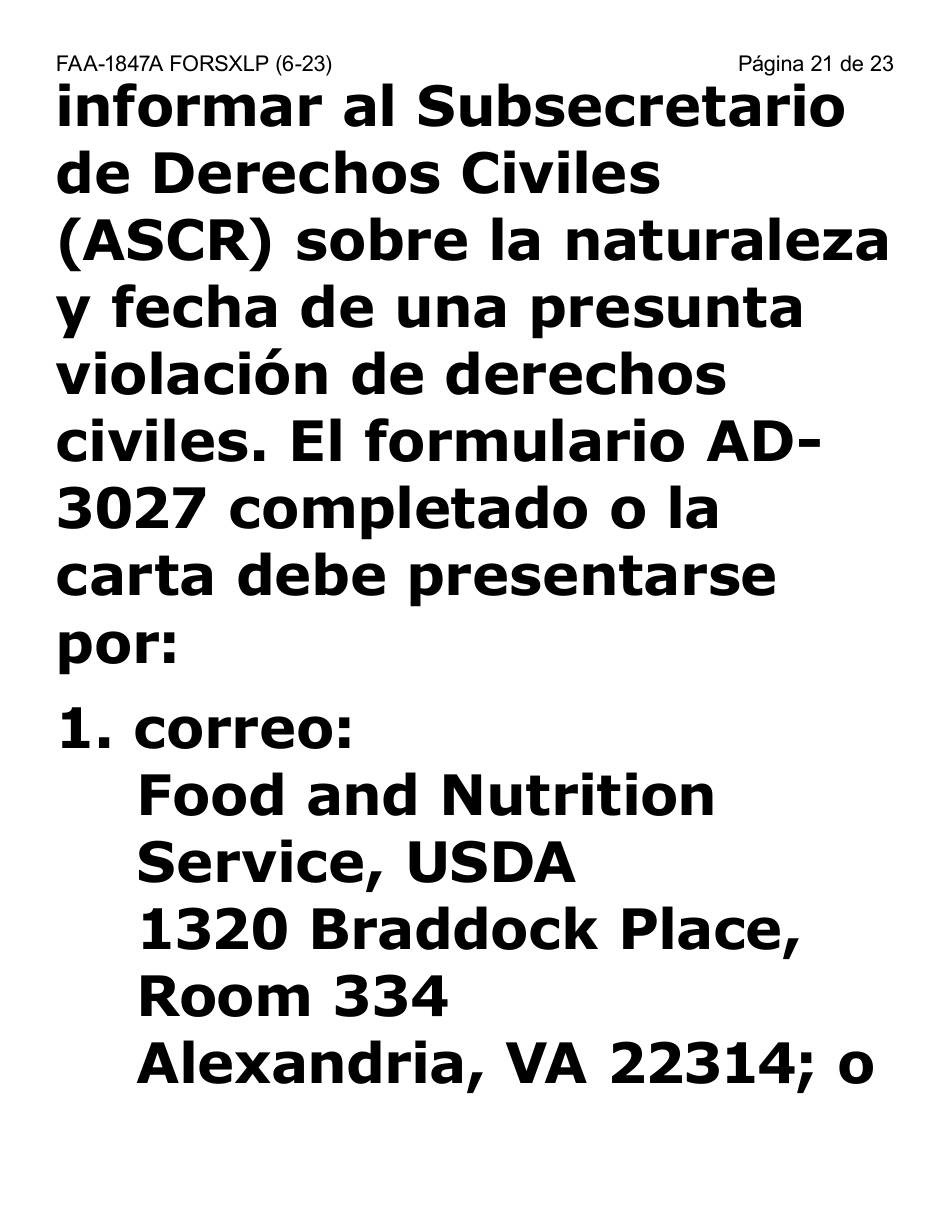 Formulario FAA-1847A-SXLP Solicitud De Reemplazo Por Robo De Beneficios Electronicos (Letra Extra Grande) - Arizona (Spanish), Page 21