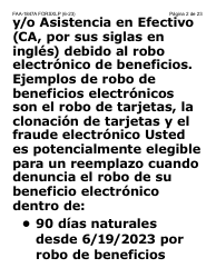 Formulario FAA-1847A-SXLP Solicitud De Reemplazo Por Robo De Beneficios Electronicos (Letra Extra Grande) - Arizona (Spanish), Page 2
