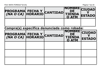 Formulario FAA-1847A-SXLP Solicitud De Reemplazo Por Robo De Beneficios Electronicos (Letra Extra Grande) - Arizona (Spanish), Page 7