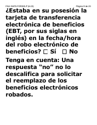 Formulario FAA-1847A-SXLP Solicitud De Reemplazo Por Robo De Beneficios Electronicos (Letra Extra Grande) - Arizona (Spanish), Page 9