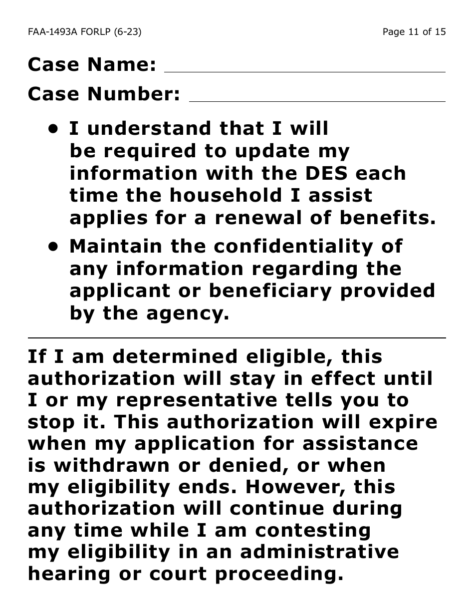 Formulario FAA-1493A-LP Authorized Representative Request - Large Print - Arizona (Spanish), Page 11