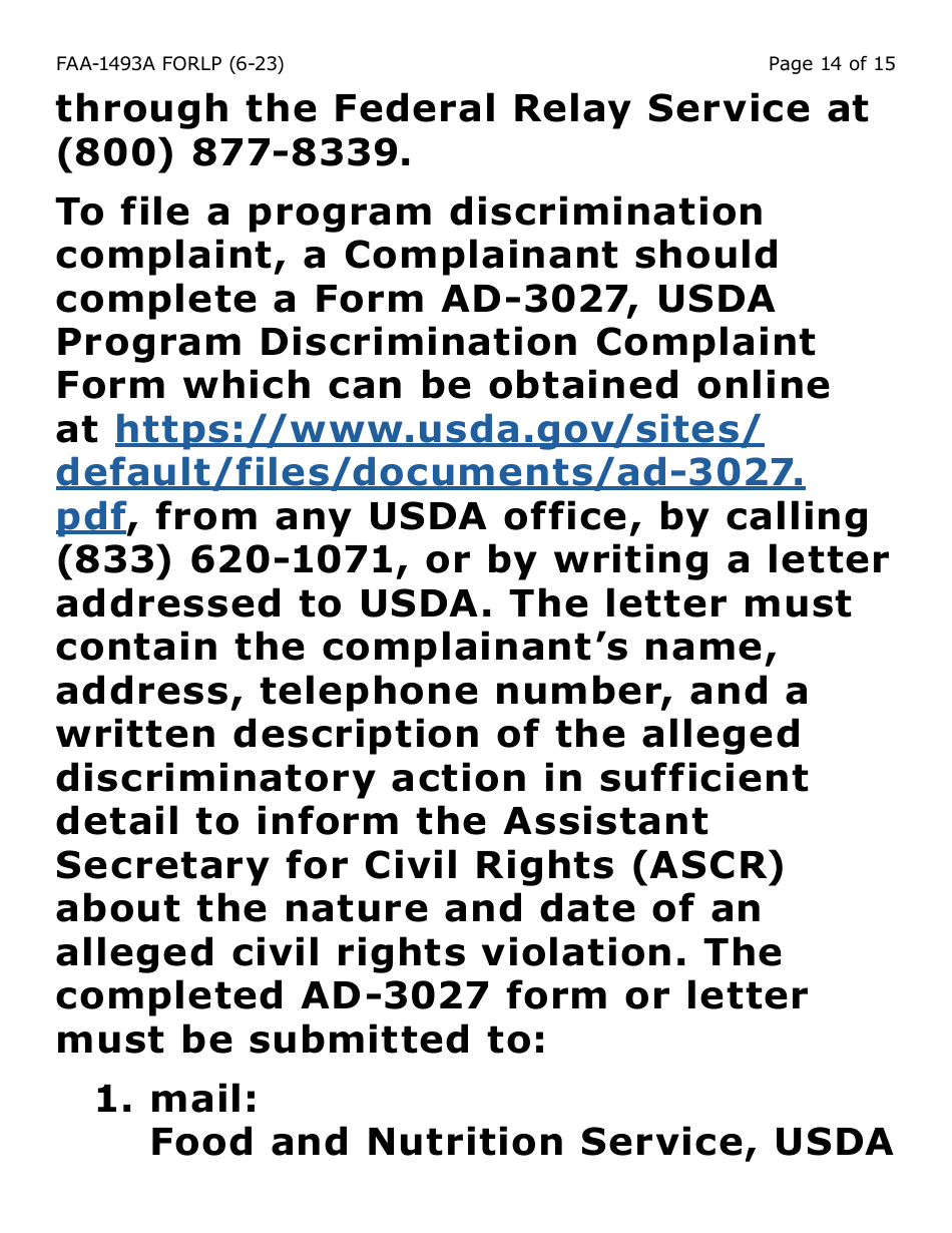 Formulario FAA-1493A-LP Authorized Representative Request - Large Print - Arizona (Spanish), Page 14