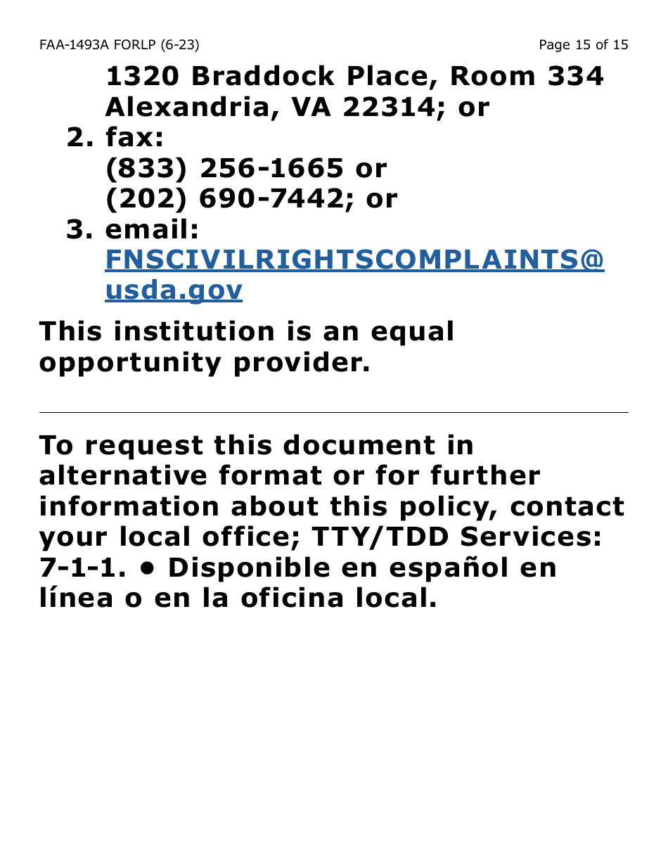 Formulario FAA-1493A-LP Authorized Representative Request - Large Print - Arizona (Spanish), Page 15