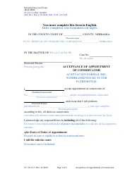 Form CC16:2.2.3 Cceptance of Appointment of Conservator - Nebraska (English/Spanish)