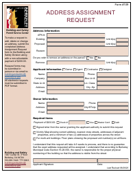 Document preview: Form 109 Address Assignment Request - City of Berkeley, California