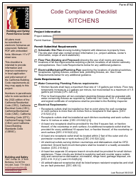 Document preview: Form 162 Code Compliance Checklist - Kitchens - City of Berkeley, California