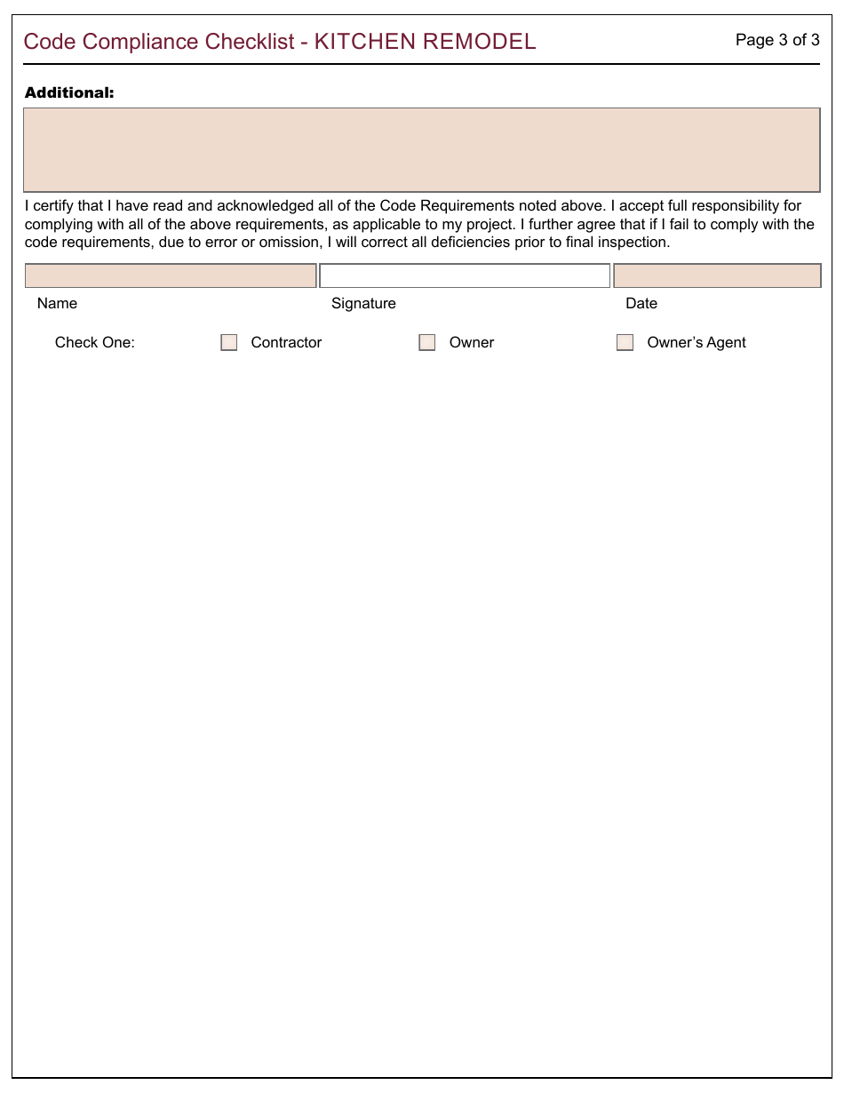 Form 162 Code Compliance Checklist - Kitchens - City of Berkeley, California, Page 3