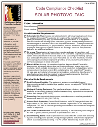 Form 166 Code Compliance Checklist - Solar Photovoltaic - City of Berkeley, California