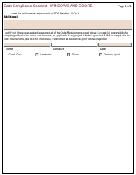 Form 161 Code Compliance Checklist - Windows and Doors - City of Berkeley, California, Page 4