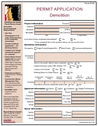 Document preview: Form 103 Permit Application - Demolition - City of Berkeley, California