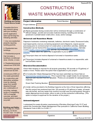 Document preview: Form 172 Construction Waste Management Plan - City of Berkeley, California