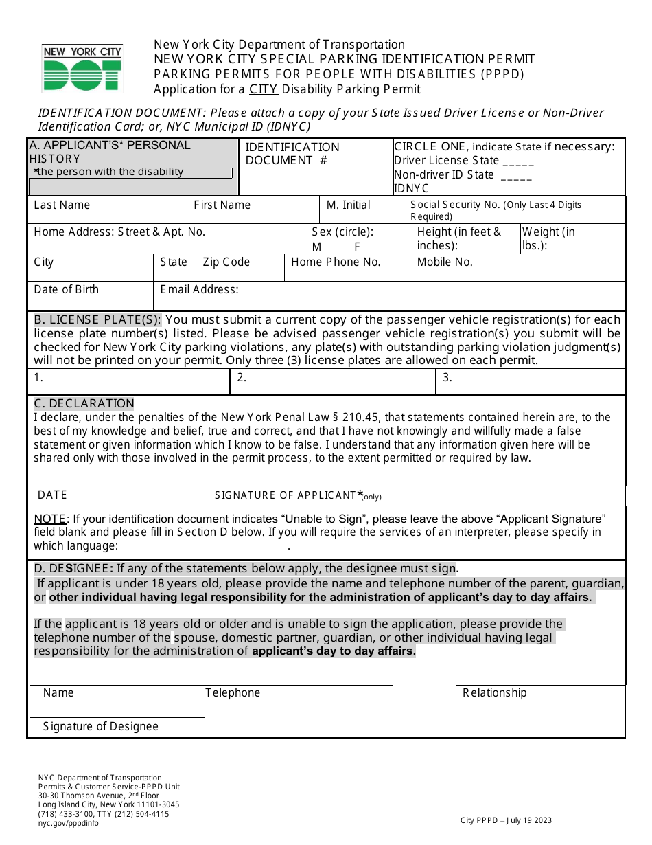 New York City Special Parking Identification Permit - Parking Permits for People With Disabilities (Pppd) - New York City, Page 3