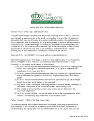 Fence and Wall Certificate Application - City of Charlotte, North Carolina