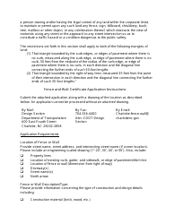 Fence and Wall Certificate Application - City of Charlotte, North Carolina, Page 2