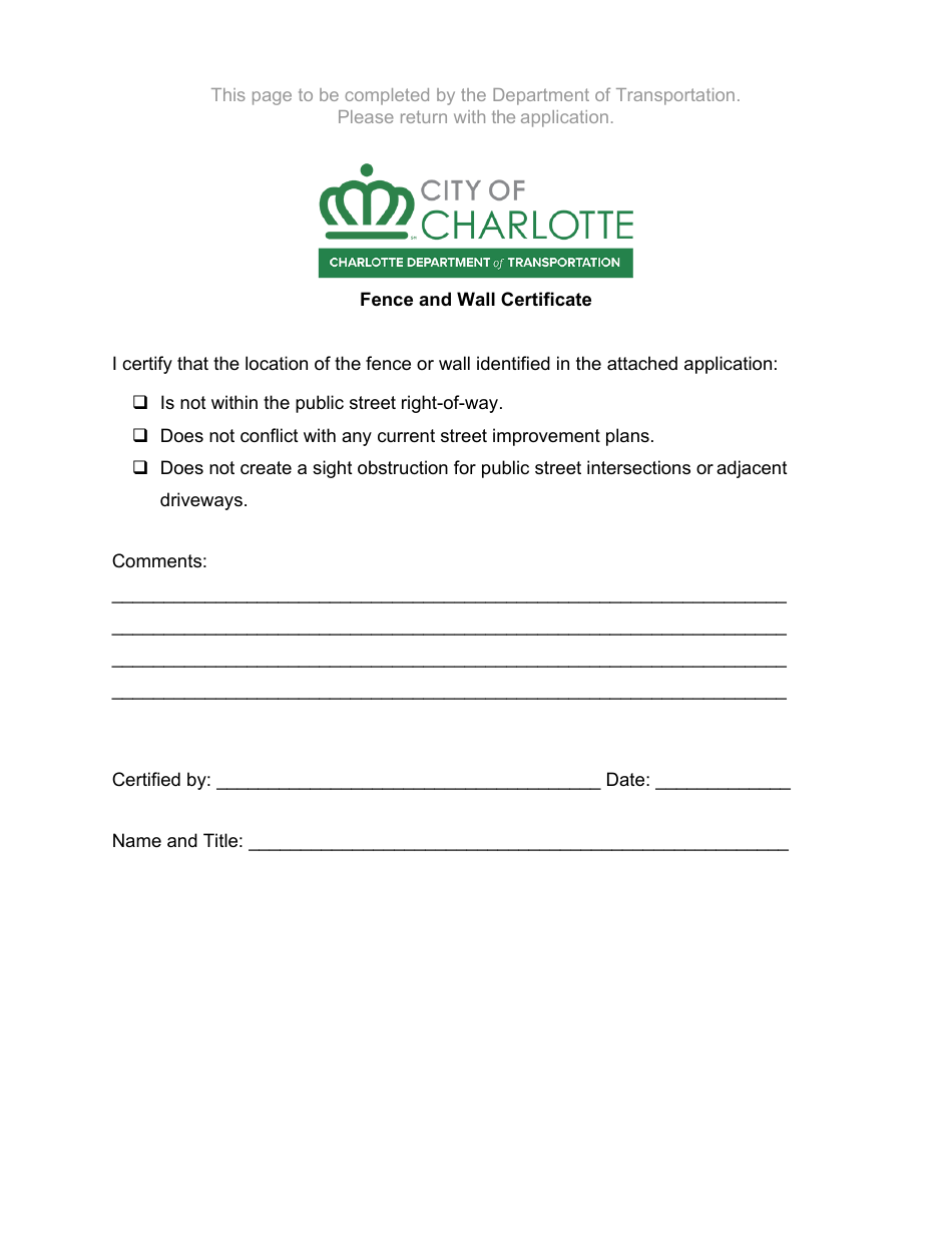 Fence and Wall Certificate Application - City of Charlotte, North Carolina, Page 5