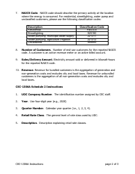 Instructions for Form CEC-1306A Udc Electricity Sales/Deliveries Quarterly Report - California, Page 2